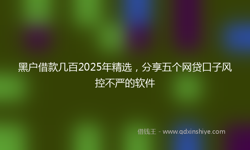 黑户借款几百2025年精选，分享五个网贷口子风控不严的软件
