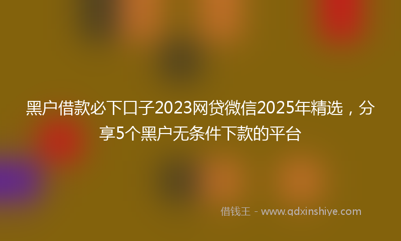 黑户借款必下口子2023网贷微信2025年精选，分享5个黑户无条件下款的平台