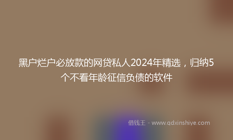 黑户烂户必放款的网贷私人2024年精选，归纳5个不看年龄征信负债的软件