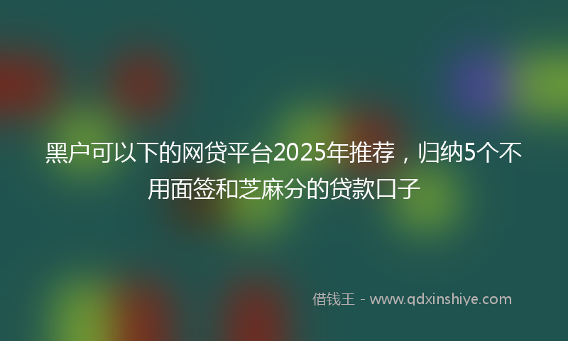 黑户可以下的网贷平台2025年推荐，归纳5个不用面签和芝麻分的贷款口子