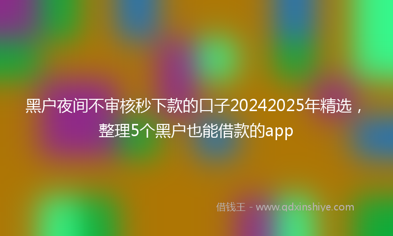 黑户夜间不审核秒下款的口子20242025年精选，整理5个黑户也能借款的app