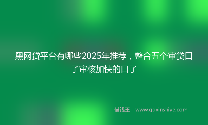 黑网贷平台有哪些2025年推荐，整合五个审贷口子审核加快的口子