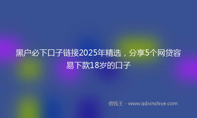 黑户必下口子链接2025年精选，分享5个网贷容易下款18岁的口子