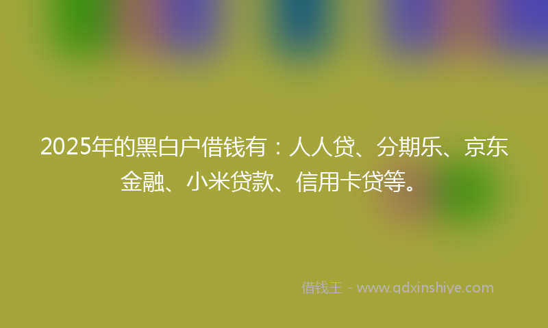 2025年的黑白户借钱有：人人贷、分期乐、京东金融、小米贷款、信用卡贷等。