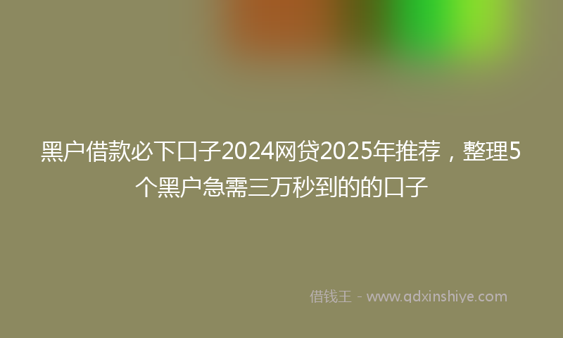 黑户借款必下口子2024网贷2025年推荐，整理5个黑户急需三万秒到的的口子