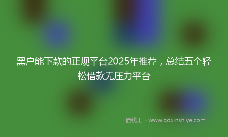 黑户能下款的正规平台2025年推荐，总结五个轻松借款无压力平台