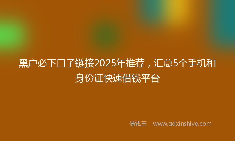 黑户必下口子链接2025年推荐，汇总5个手机和身份证快速借钱平台