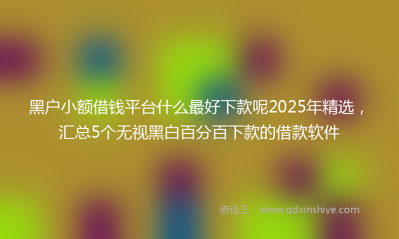 黑户小额借钱平台什么最好下款呢2025年精选，汇总5个无视黑白百分百下款的借款软件