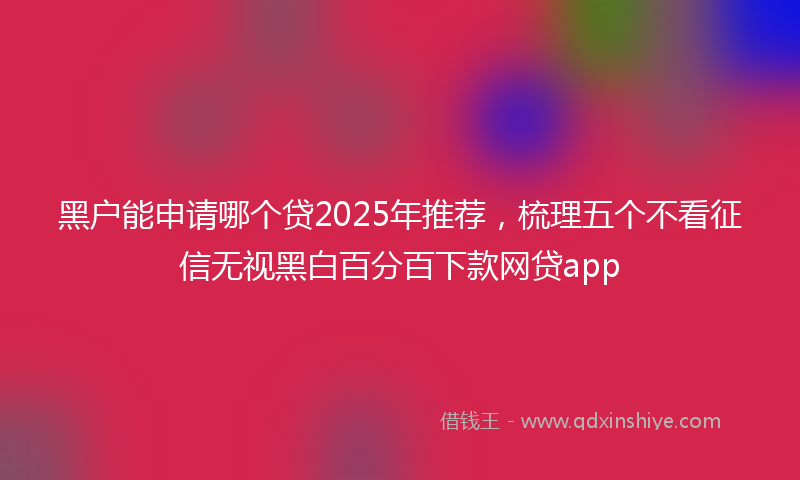 黑户能申请哪个贷2025年推荐，梳理五个不看征信无视黑白百分百下款网贷app