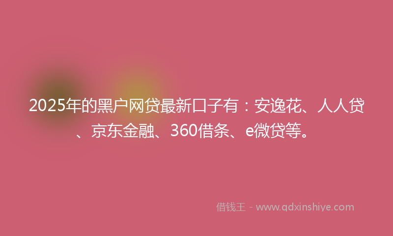 2025年的黑户网贷最新口子有：安逸花、人人贷、京东金融、360借条、e微贷等。