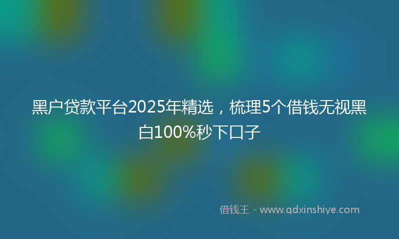 黑户贷款平台2025年精选，梳理5个借钱无视黑白100%秒下口子