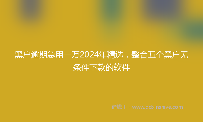 黑户逾期急用一万2024年精选，整合五个黑户无条件下款的软件