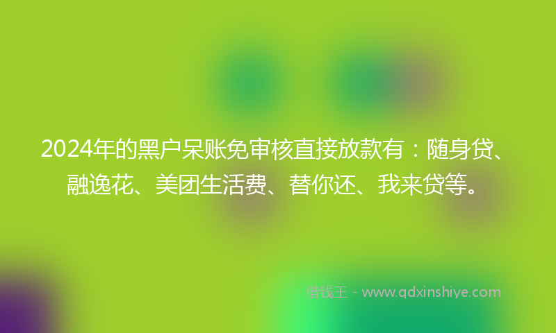 2024年的黑户呆账免审核直接放款有：随身贷、融逸花、美团生活费、替你还、我来贷等。