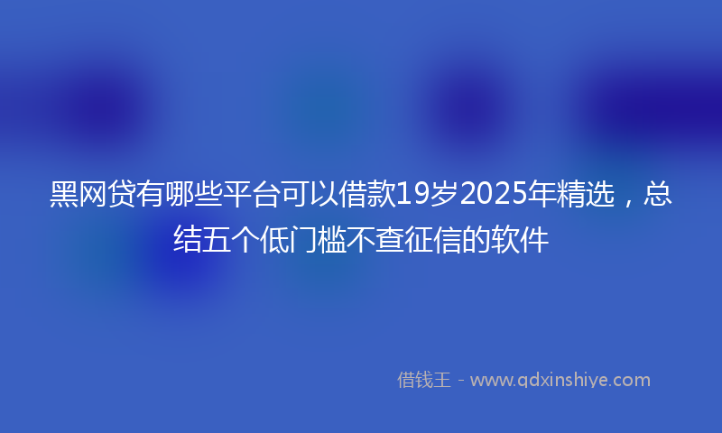 黑网贷有哪些平台可以借款19岁2025年精选，总结五个低门槛不查征信的软件