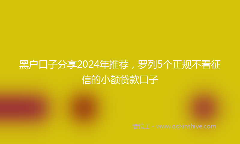 黑户口子分享2024年推荐，罗列5个正规不看征信的小额贷款口子