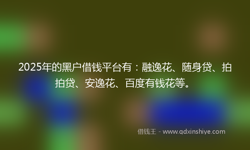 2025年的黑户借钱平台有：融逸花、随身贷、拍拍贷、安逸花、百度有钱花等。
