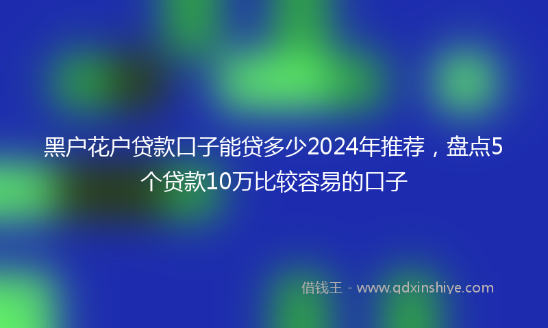黑户花户贷款口子能贷多少2024年推荐，盘点5个贷款10万比较容易的口子