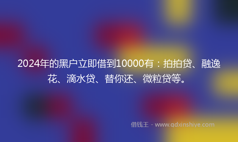 2024年的黑户立即借到10000有：拍拍贷、融逸花、滴水贷、替你还、微粒贷等。