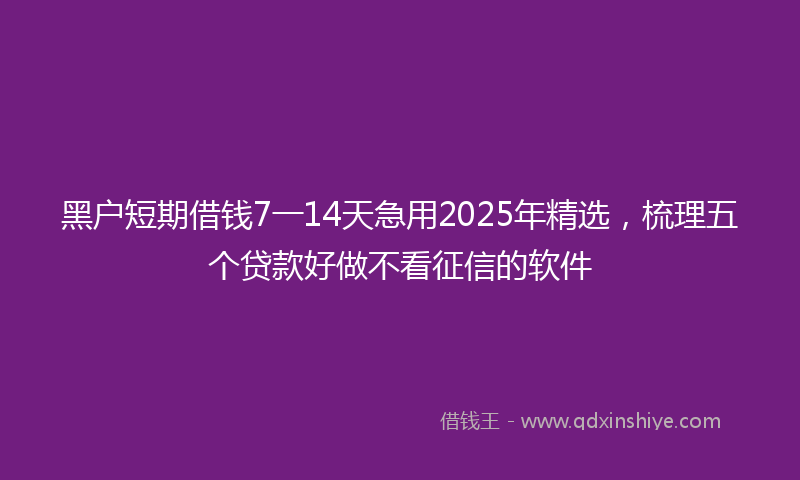 黑户短期借钱7一14天急用2025年精选，梳理五个贷款好做不看征信的软件