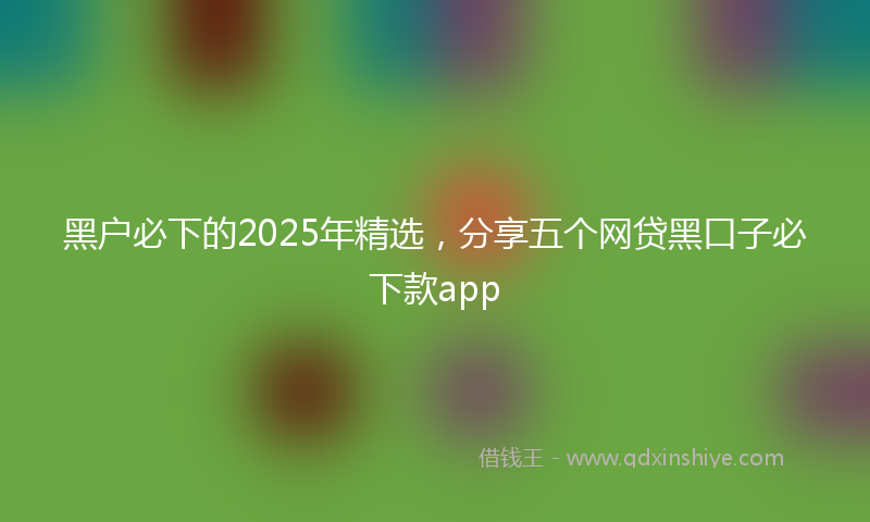 黑户必下的2025年精选，分享五个网贷黑口子必下款app