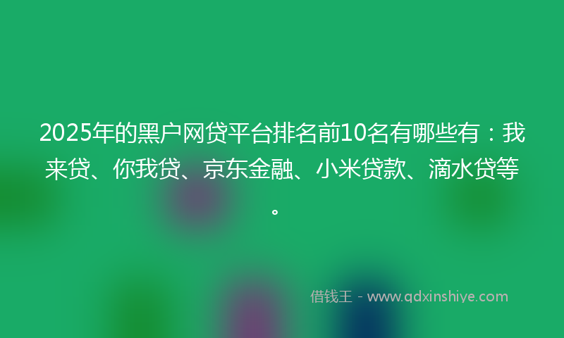 2025年的黑户网贷平台排名前10名有哪些有：我来贷、你我贷、京东金融、小米贷款、滴水贷等。