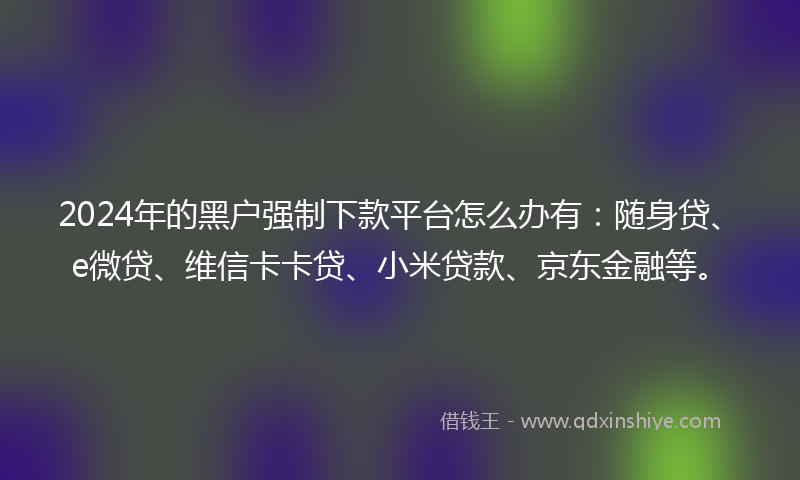 2024年的黑户强制下款平台怎么办有：随身贷、e微贷、维信卡卡贷、小米贷款、京东金融等。