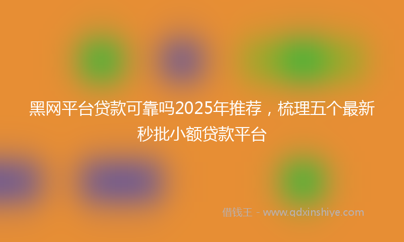 黑网平台贷款可靠吗2025年推荐，梳理五个最新秒批小额贷款平台