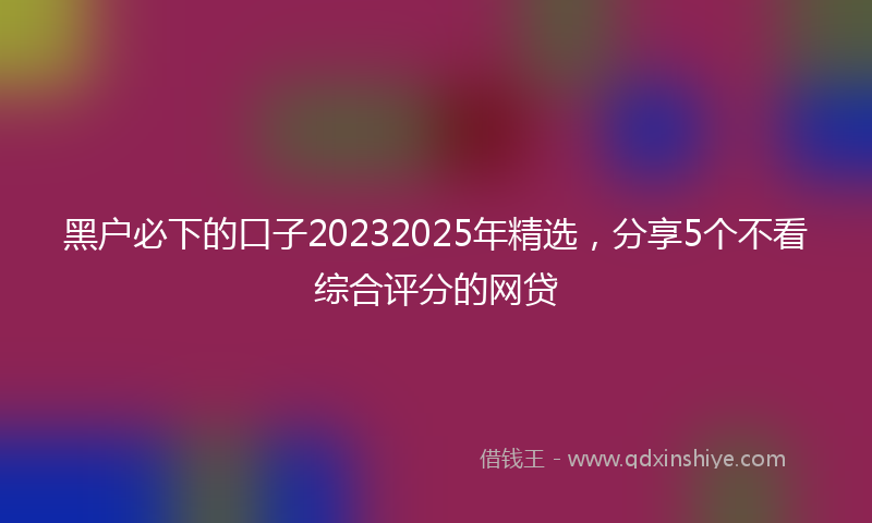 黑户必下的口子20232025年精选，分享5个不看综合评分的网贷