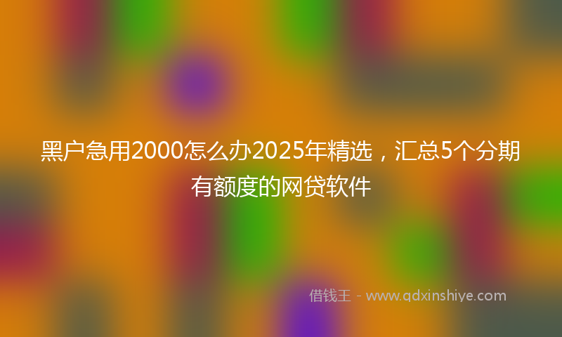 黑户急用2000怎么办2025年精选，汇总5个分期有额度的网贷软件