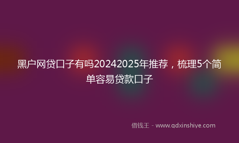 黑户网贷口子有吗20242025年推荐，梳理5个简单容易贷款口子