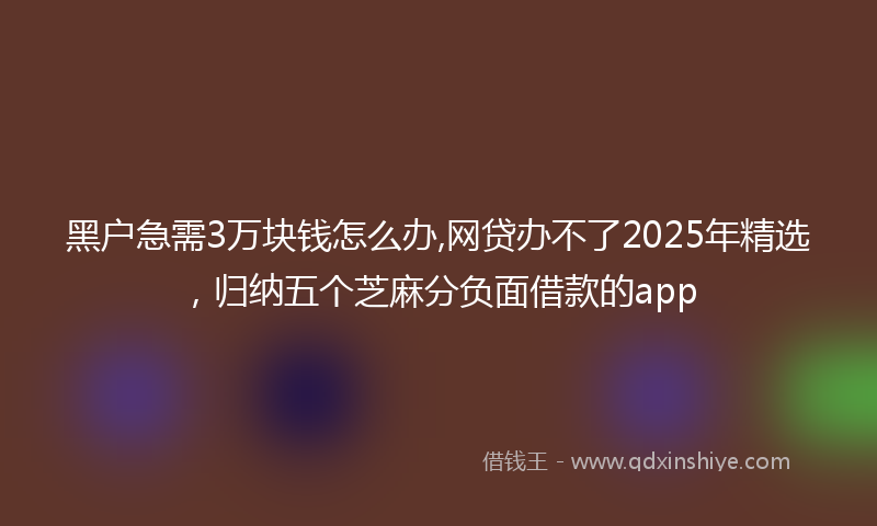 黑户急需3万块钱怎么办,网贷办不了2025年精选，归纳五个芝麻分负面借款的app
