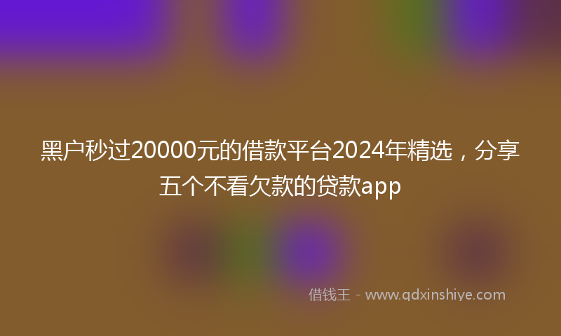 黑户秒过20000元的借款平台2024年精选，分享五个不看欠款的贷款app