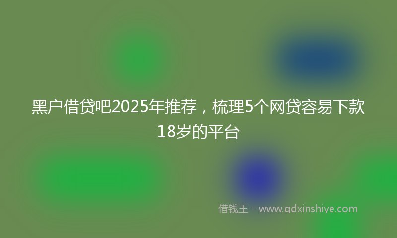 黑户借贷吧2025年推荐，梳理5个网贷容易下款18岁的平台