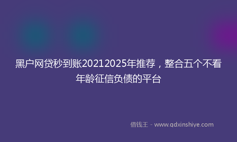 黑户网贷秒到账20212025年推荐，整合五个不看年龄征信负债的平台