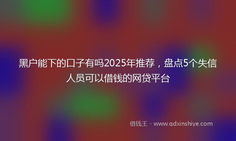 黑户能下的口子有吗2025年推荐，盘点5个失信人员可以借钱的网贷平台