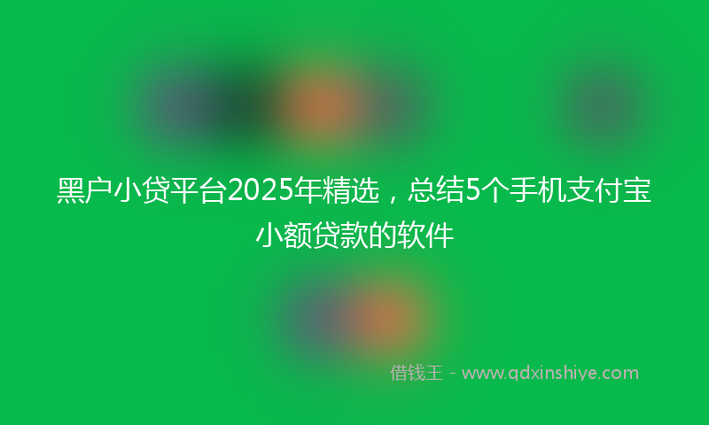 黑户小贷平台2025年精选，总结5个手机支付宝小额贷款的软件