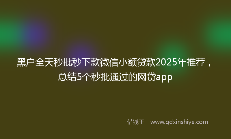黑户全天秒批秒下款微信小额贷款2025年推荐，总结5个秒批通过的网贷app