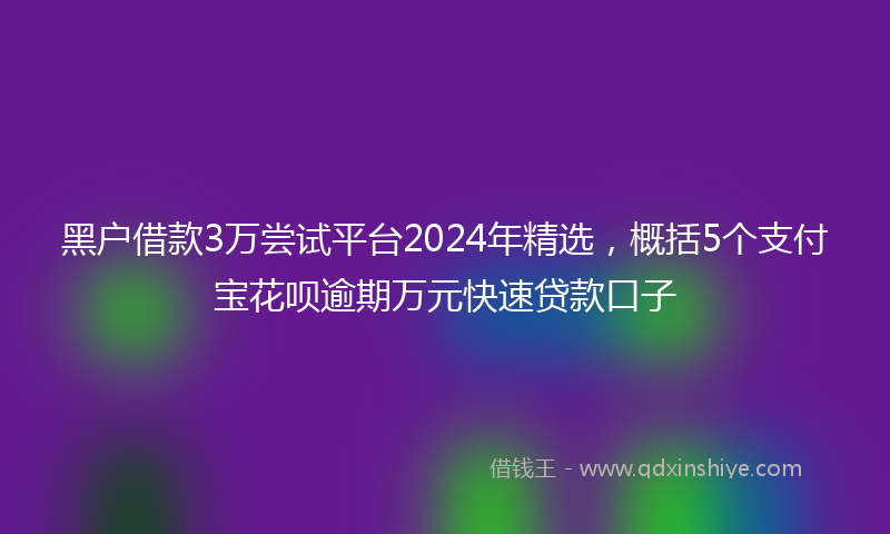 黑户借款3万尝试平台2024年精选，概括5个支付宝花呗逾期万元快速贷款口子