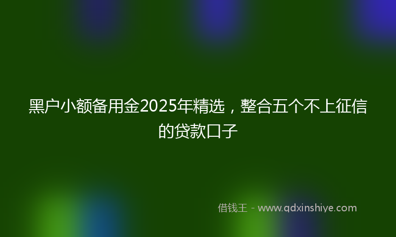 黑户小额备用金2025年精选，整合五个不上征信的贷款口子