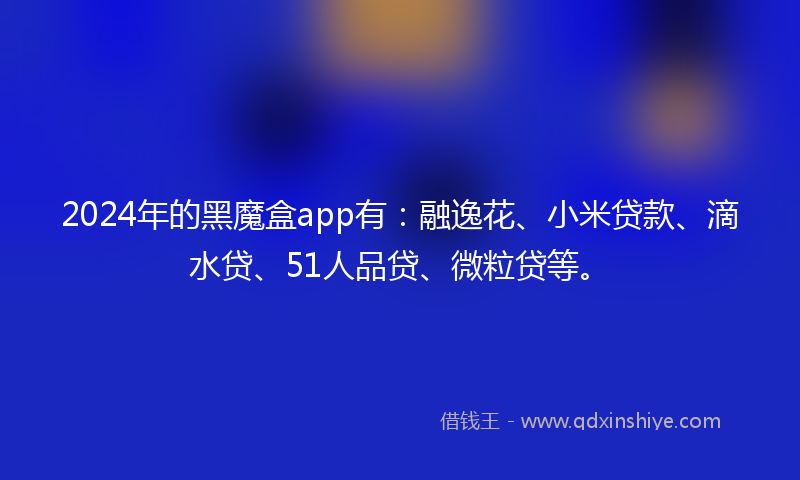 2024年的黑魔盒app有：融逸花、小米贷款、滴水贷、51人品贷、微粒贷等。