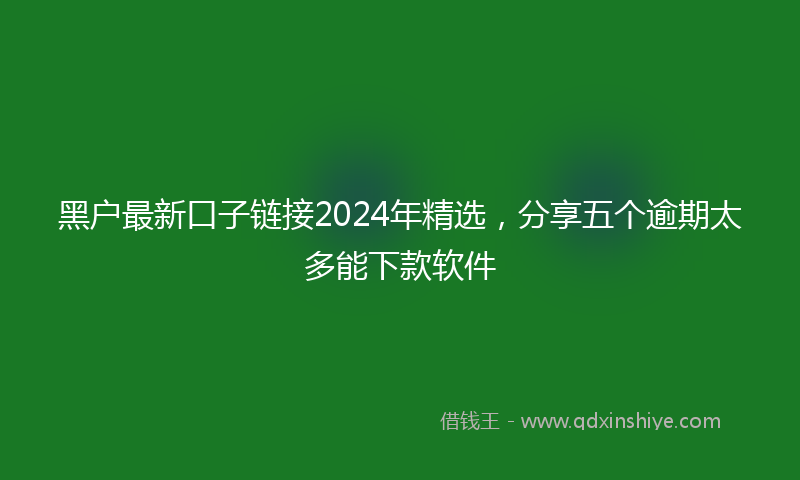 黑户最新口子链接2024年精选，分享五个逾期太多能下款软件