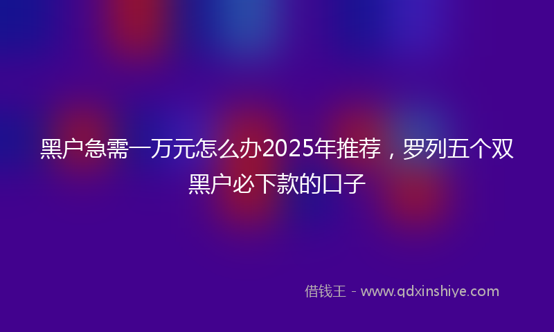 黑户急需一万元怎么办2025年推荐，罗列五个双黑户必下款的口子
