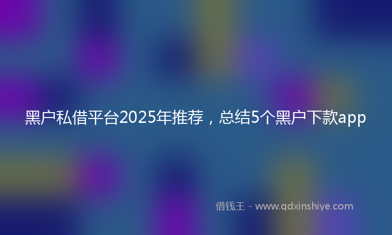 黑户私借平台2025年推荐，总结5个黑户下款app