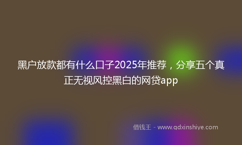 黑户放款都有什么口子2025年推荐，分享五个真正无视风控黑白的网贷app
