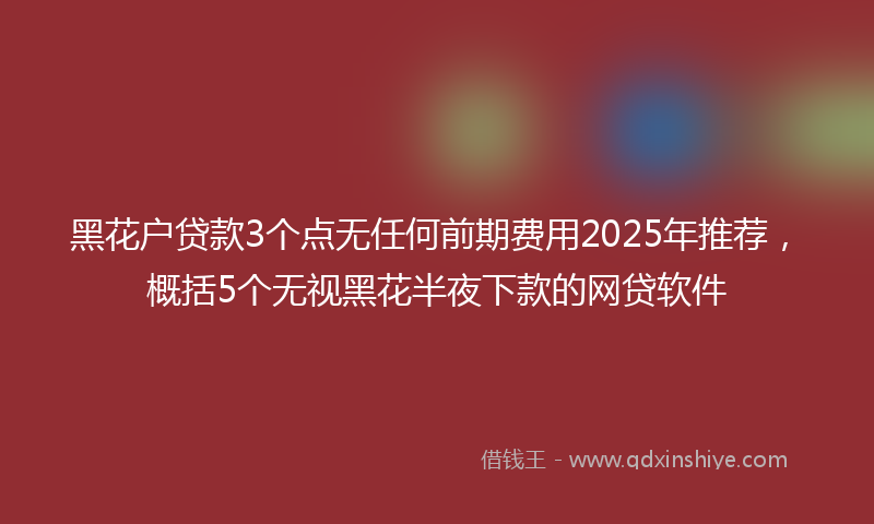 黑花户贷款3个点无任何前期费用2025年推荐，概括5个无视黑花半夜下款的网贷软件