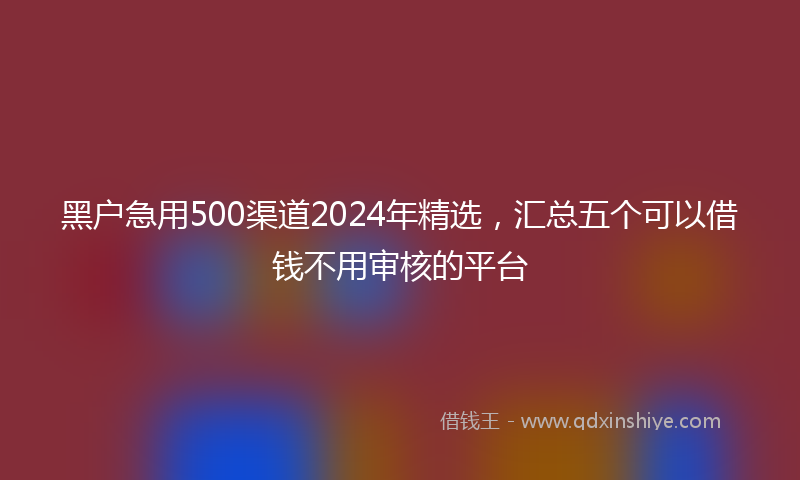黑户急用500渠道2024年精选，汇总五个可以借钱不用审核的平台