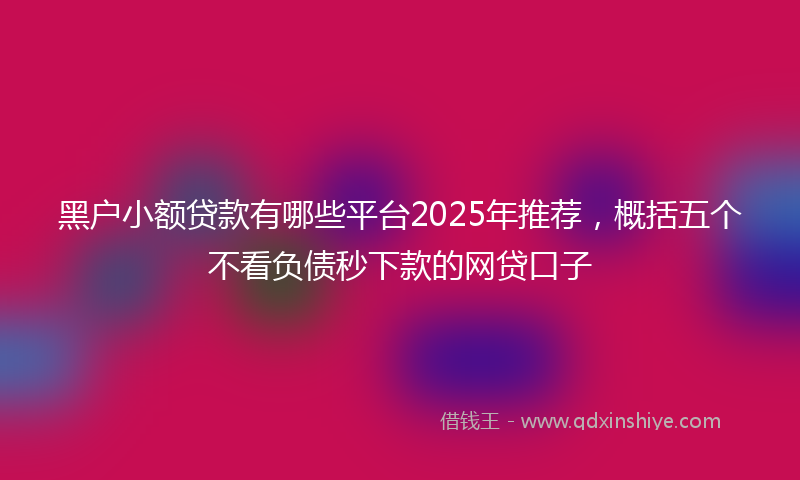 黑户小额贷款有哪些平台2025年推荐，概括五个不看负债秒下款的网贷口子