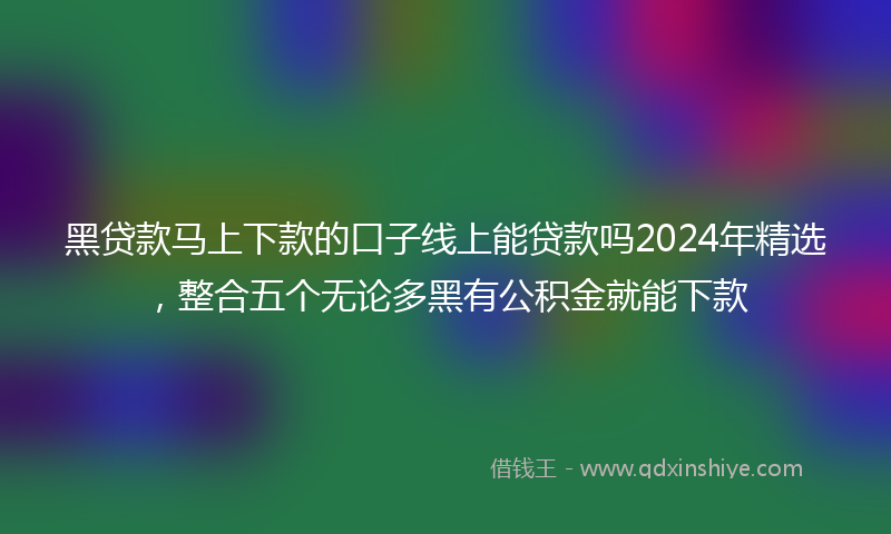 黑贷款马上下款的口子线上能贷款吗2024年精选，整合五个无论多黑有公积金就能下款