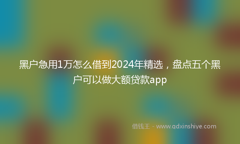 黑户急用1万怎么借到2024年精选，盘点五个黑户可以做大额贷款app