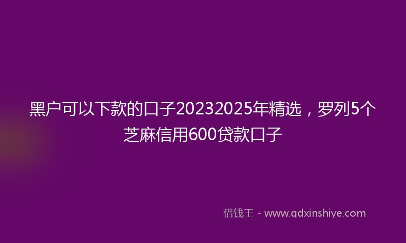 黑户可以下款的口子20232025年精选，罗列5个芝麻信用600贷款口子
